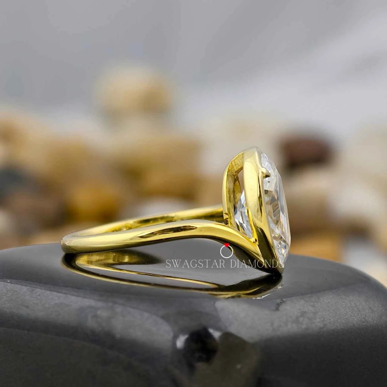 Half Bezel Engagement Ring
