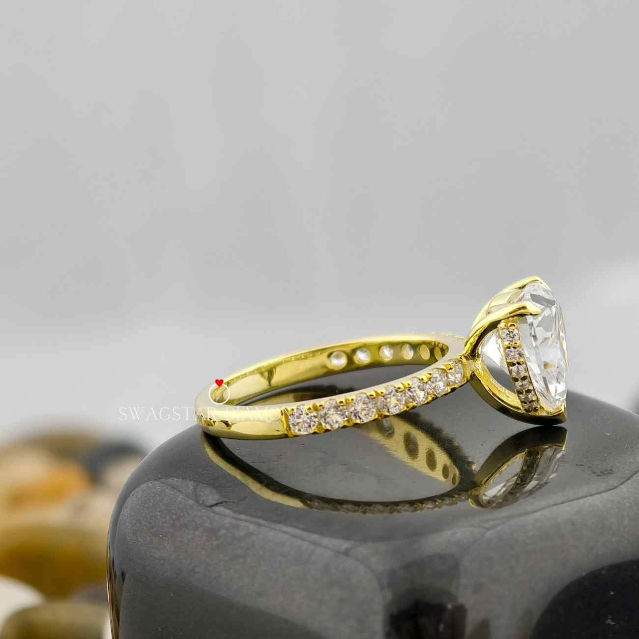 Heart Cut Lab Grown Diamond Hidden Halo Ring 