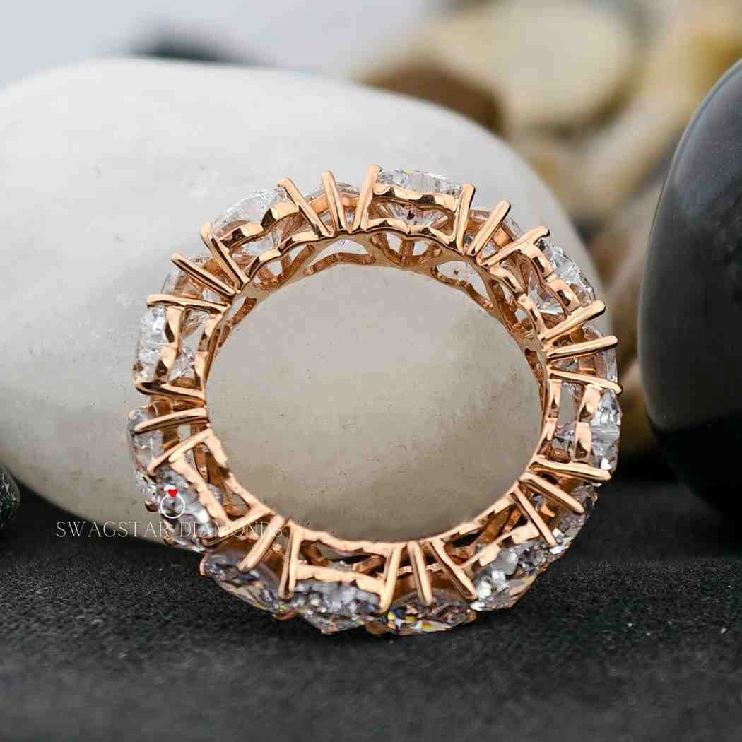 Heart cut lab diamond Full Eternity Band ring