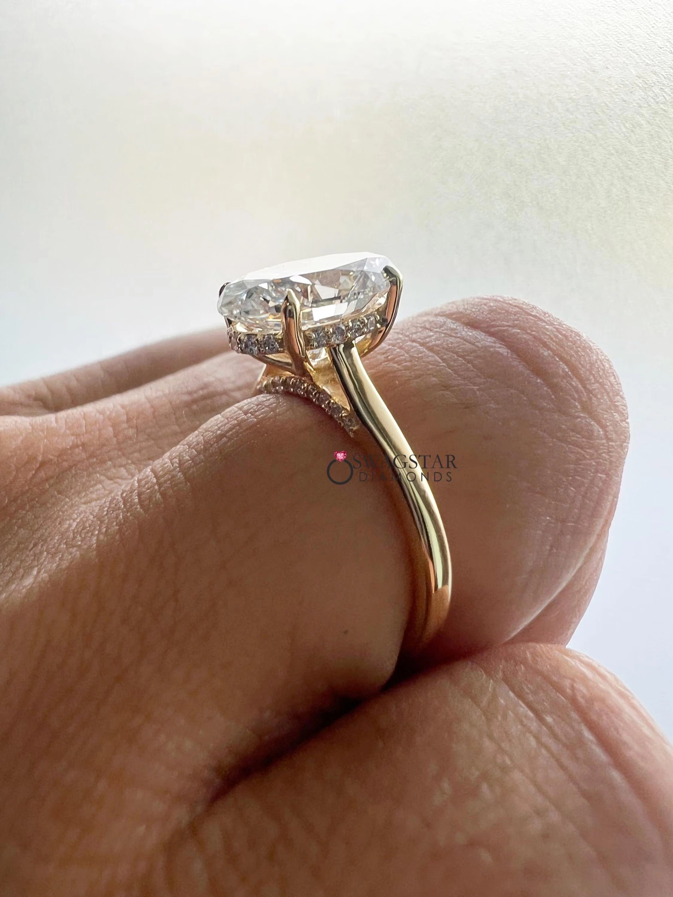 Hidden Halo Oval Cut Lab Diamond Ring