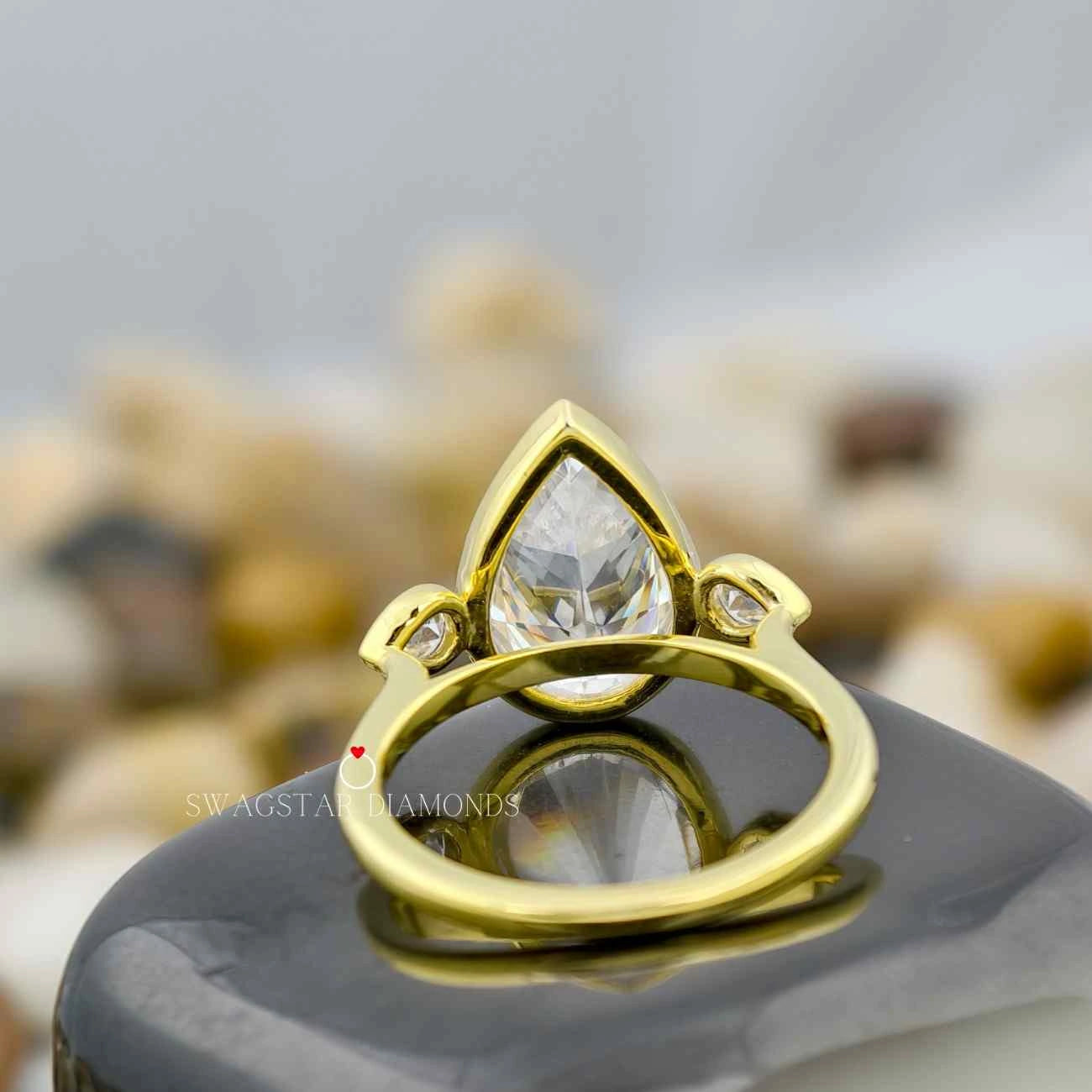 High Set Cathedral 3 Stone Ring