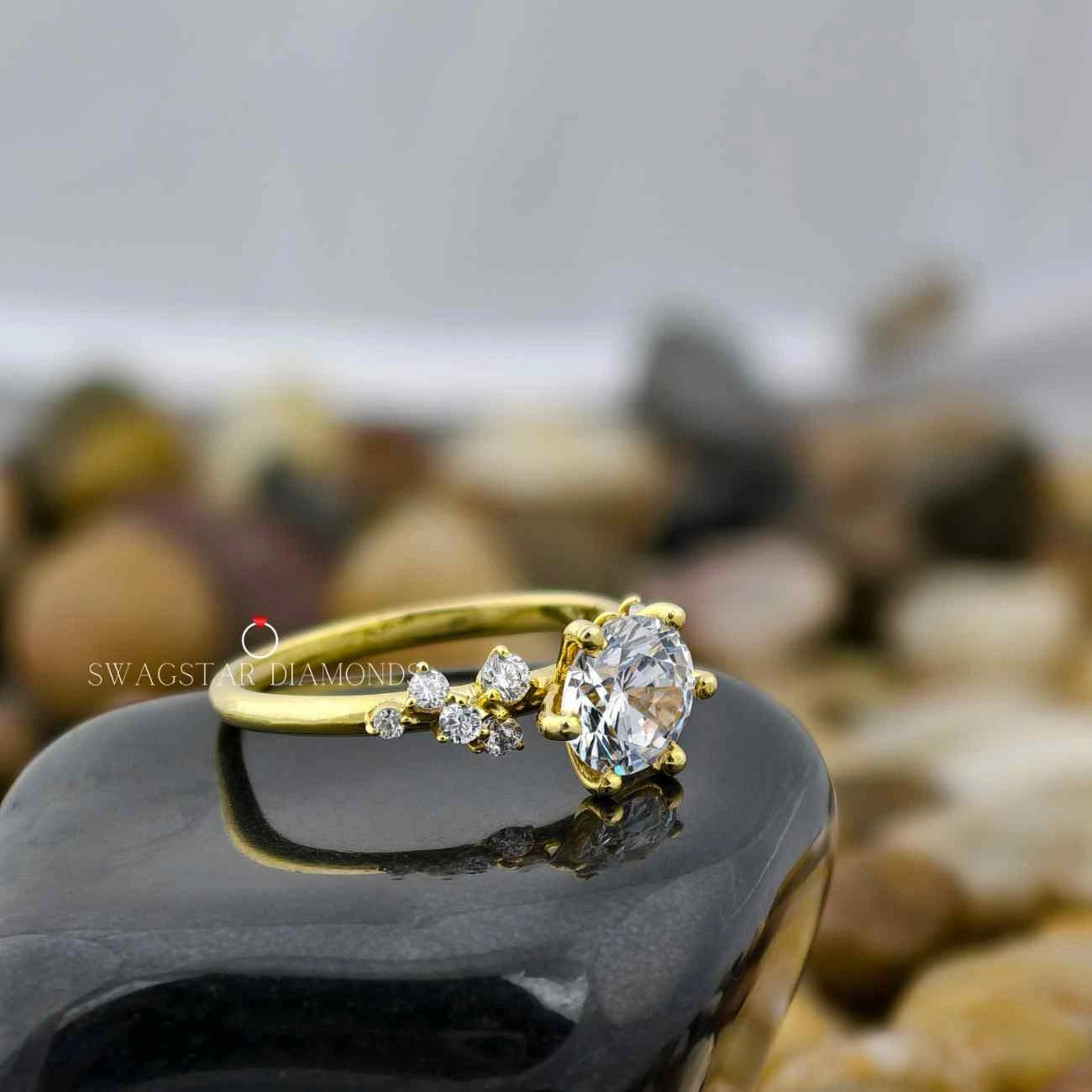 Lab CVD Diamond Art Deco Leaf Style Ring