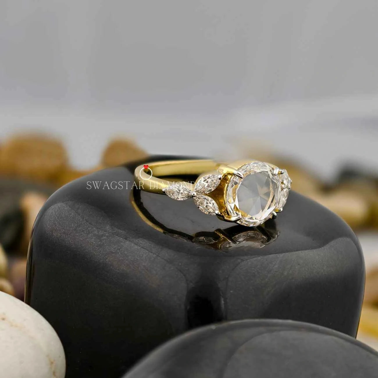 Lab Created Art Deco Engagement Ring