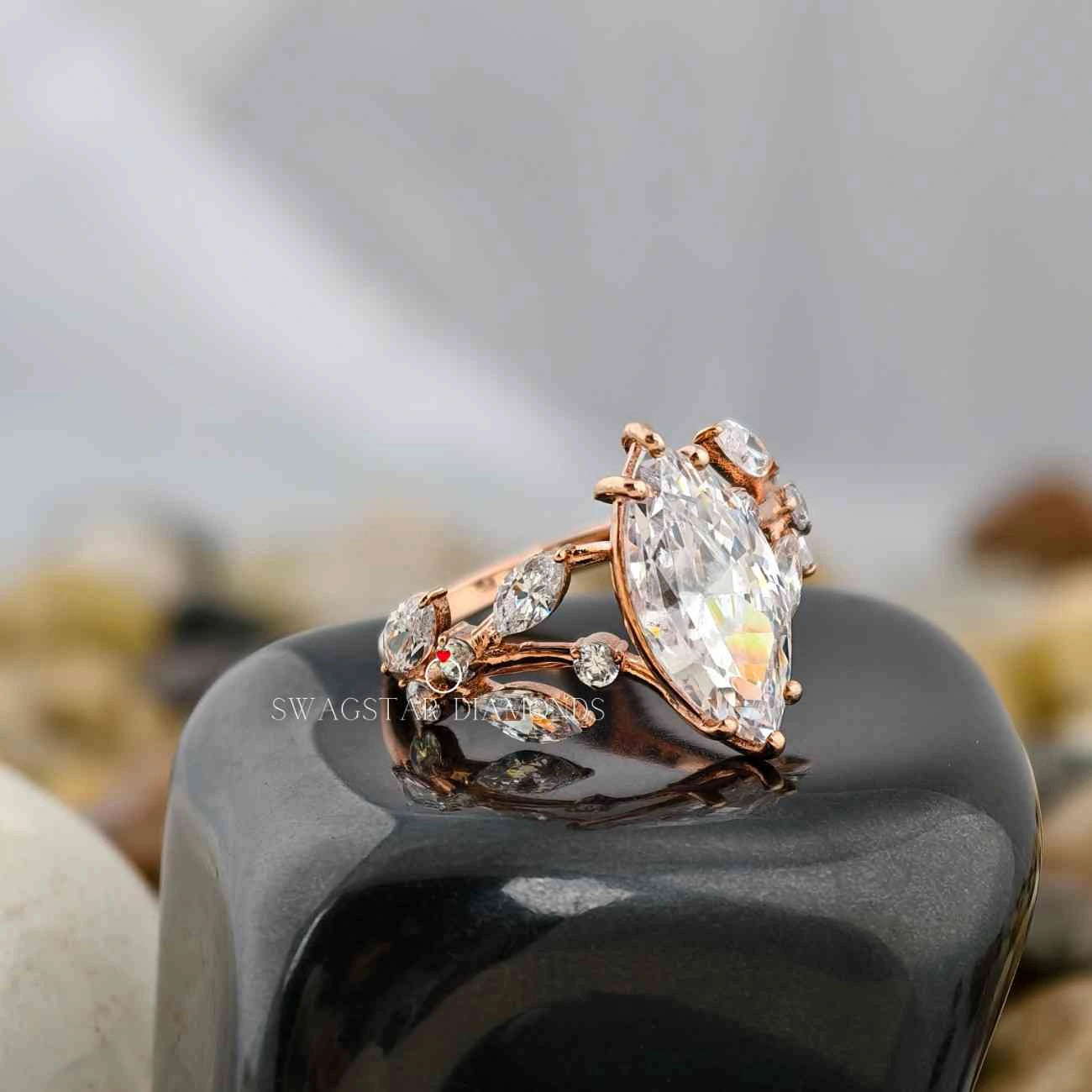 Lab Created Diamond Art Deco Ring