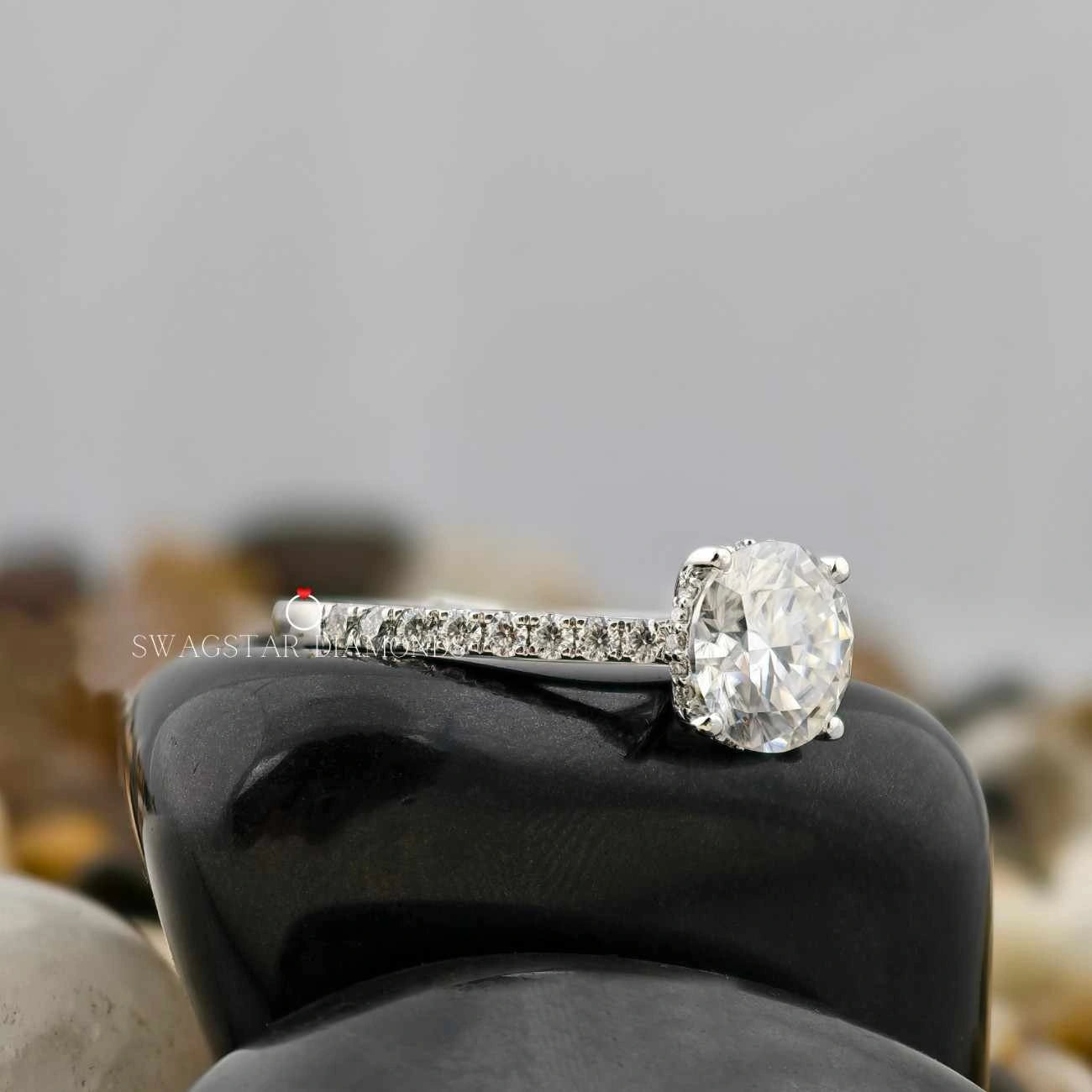 Lab Created Diamond Bridge Style Ring 
