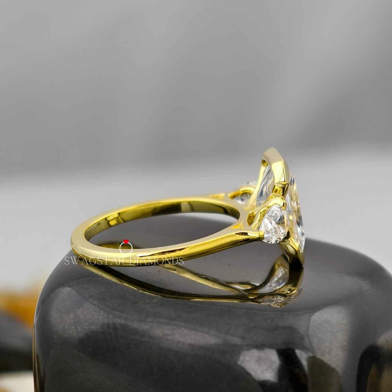 Lab Diamond Half Bezel Set Ring