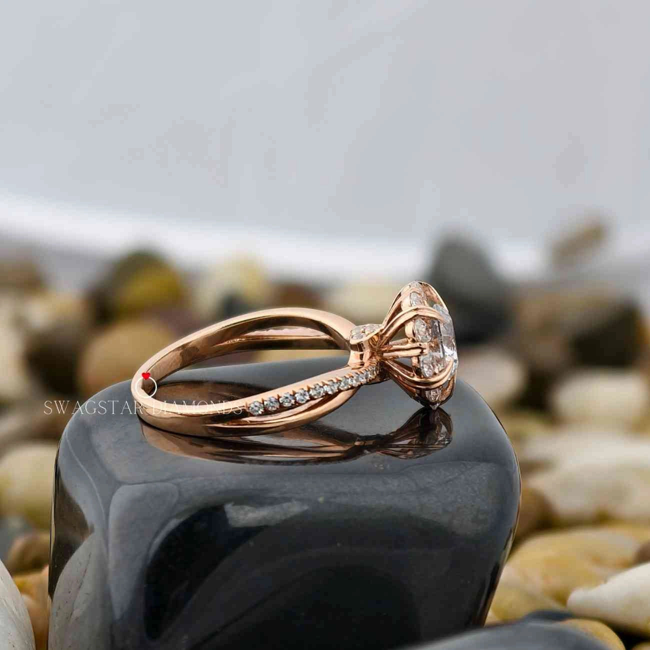 Lab Diamond Twisted Shank Ring