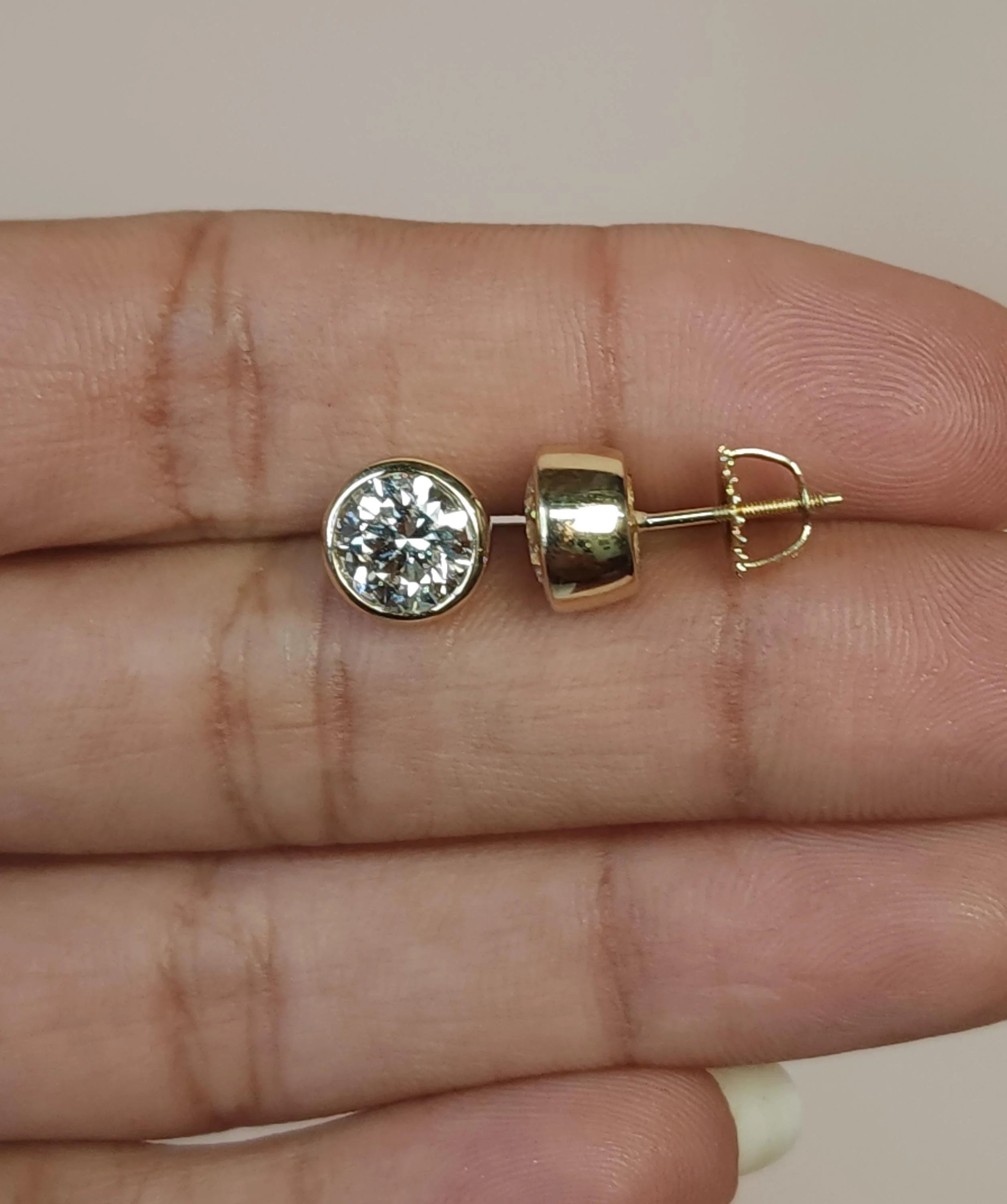 Lab Grown Bezel Set Diamond Earring