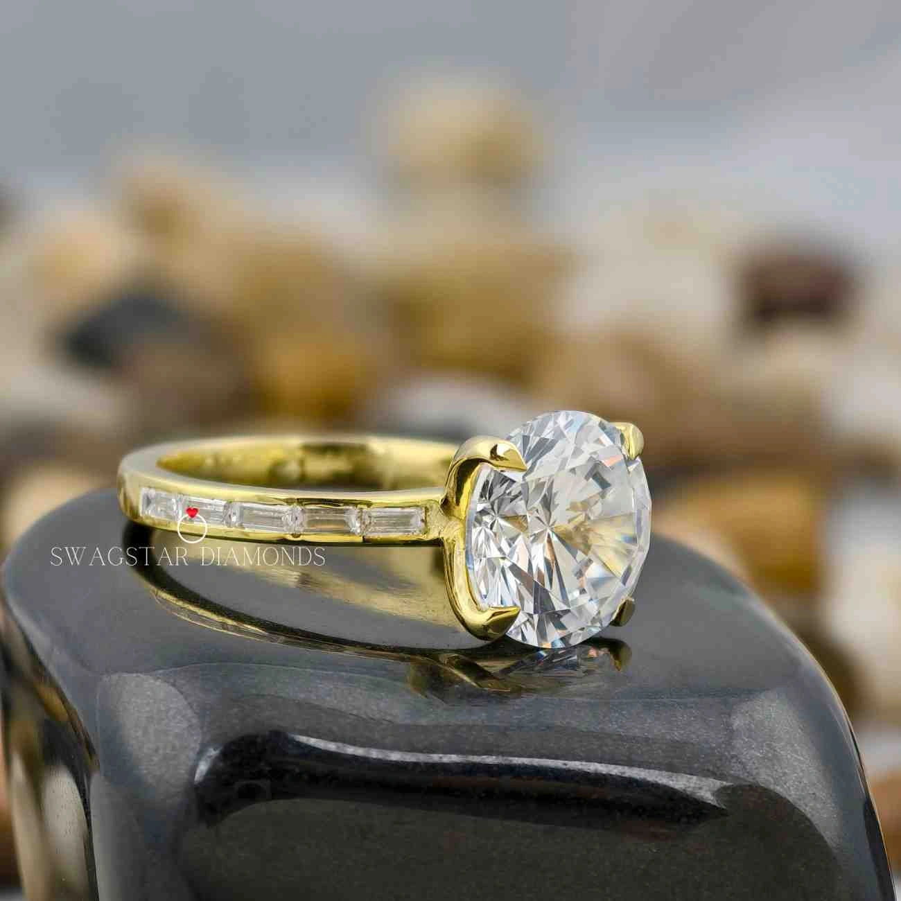 Lab Grown Diamond Baguette Pave Ring 
