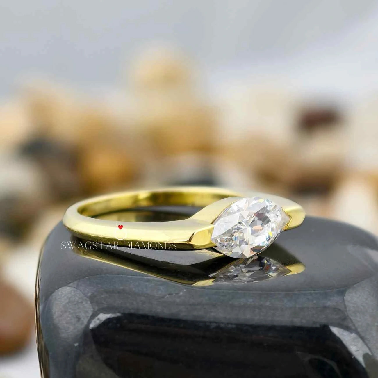 Lab Grown Diamond East West Solitaire Ring