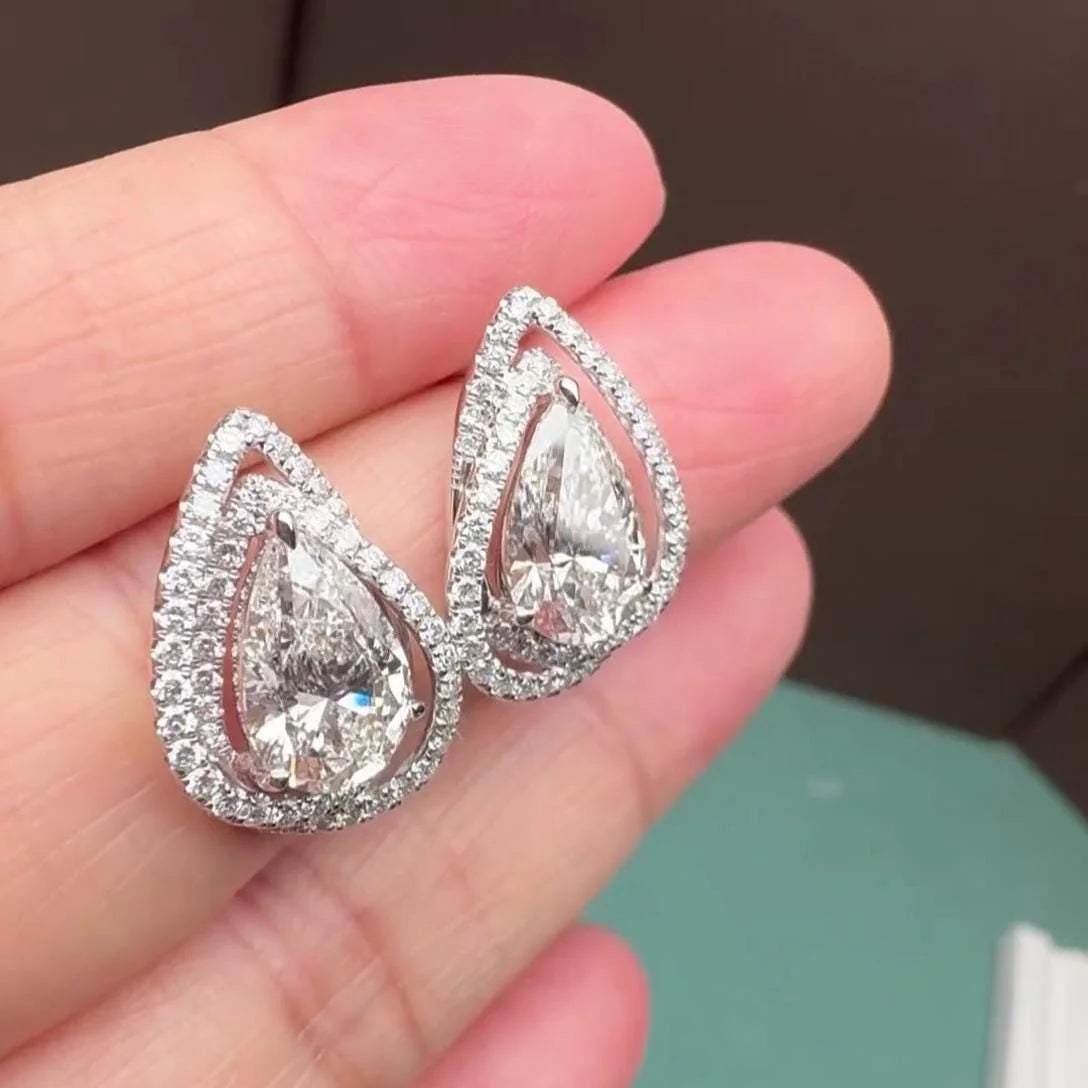 Lab Grown Diamond Halo Stud Earrings.