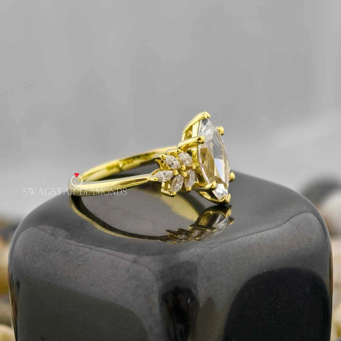 Lab Grown Diamond Marquise Cut Cluster Ring