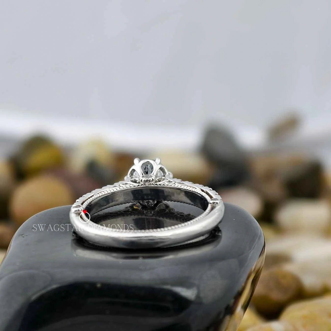 Lab Grown Diamond Pave Band Engagement Ring