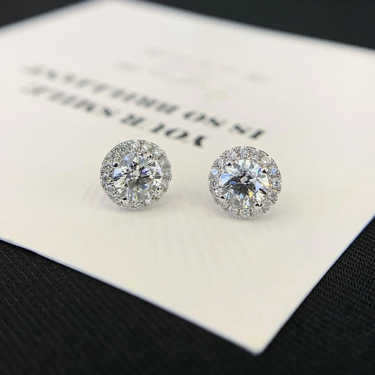 Lab Grown Diamond Round Halo Set Stud Earring