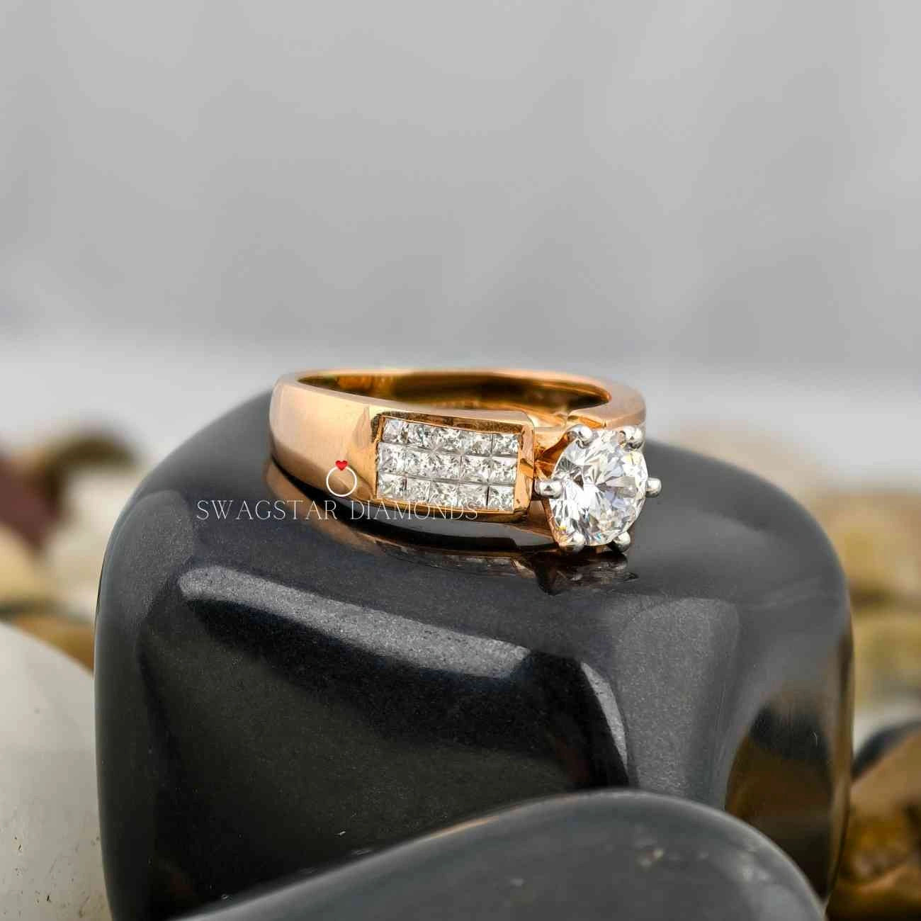 Lab Grown Diamond Three Row Shank Ring