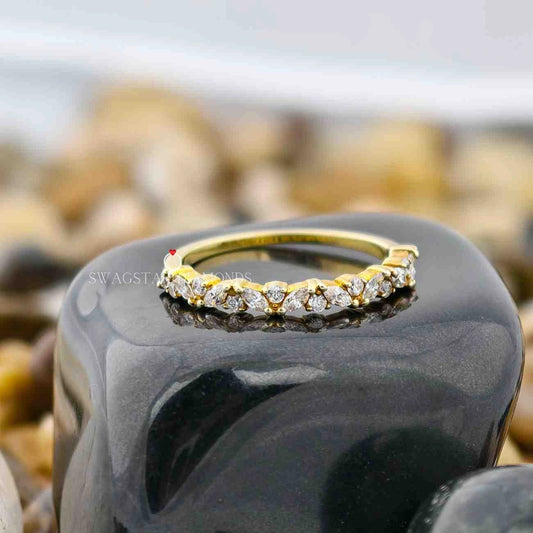 Marquise And Round Cut Half Eternity Band