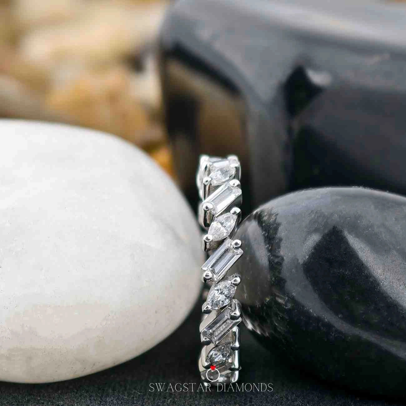 Marquise Baguette Cut Wedding Eternity Band