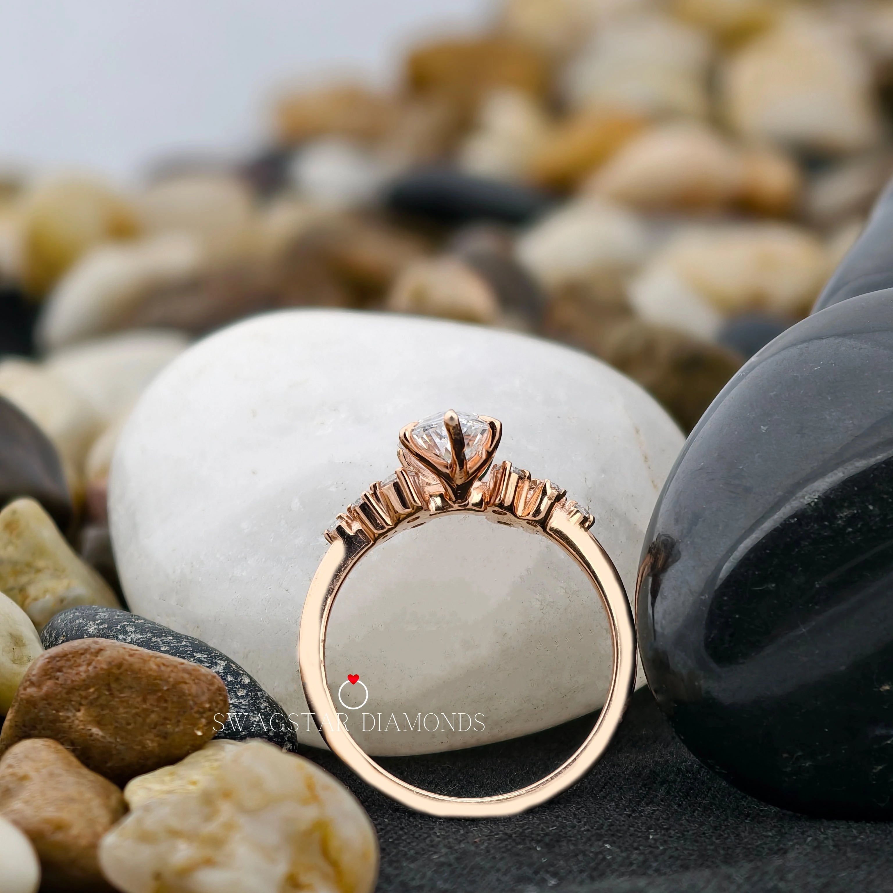 Marquise Cut Cluster Wedding Ring