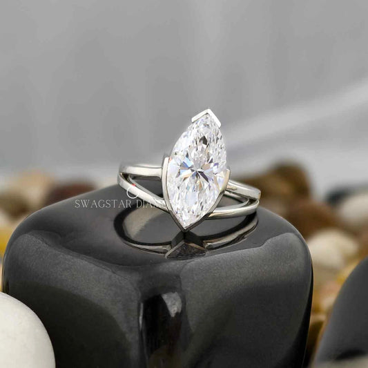 Marquise Cut Double Shank Ring 