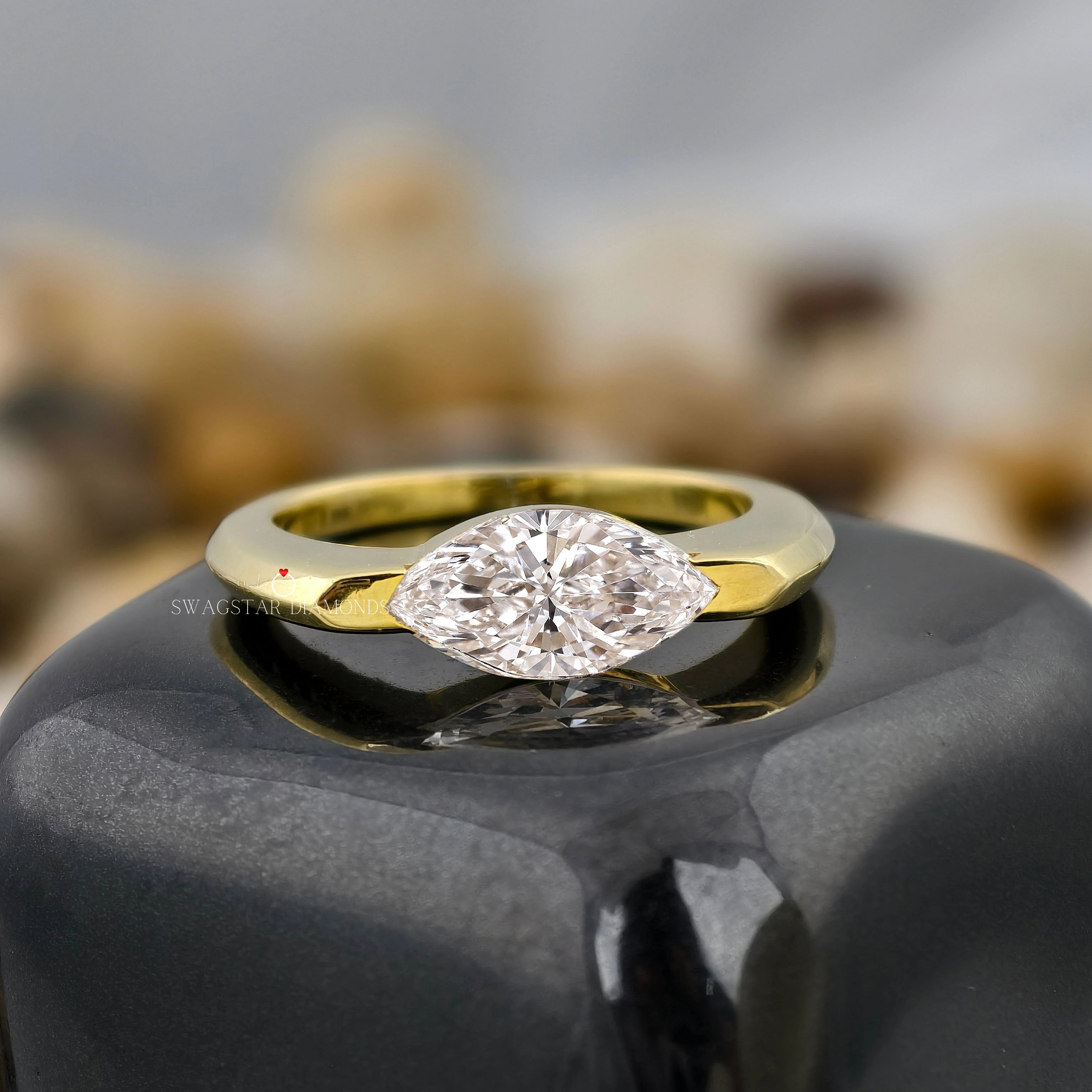 Marquise Cut East West Solitaire Ring