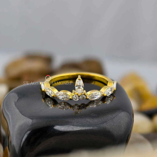 Marquise Cut Half Eternity Stack Ring