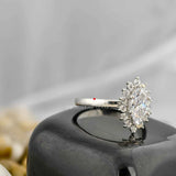 Marquise Cut Halo Solitaire Women Ring