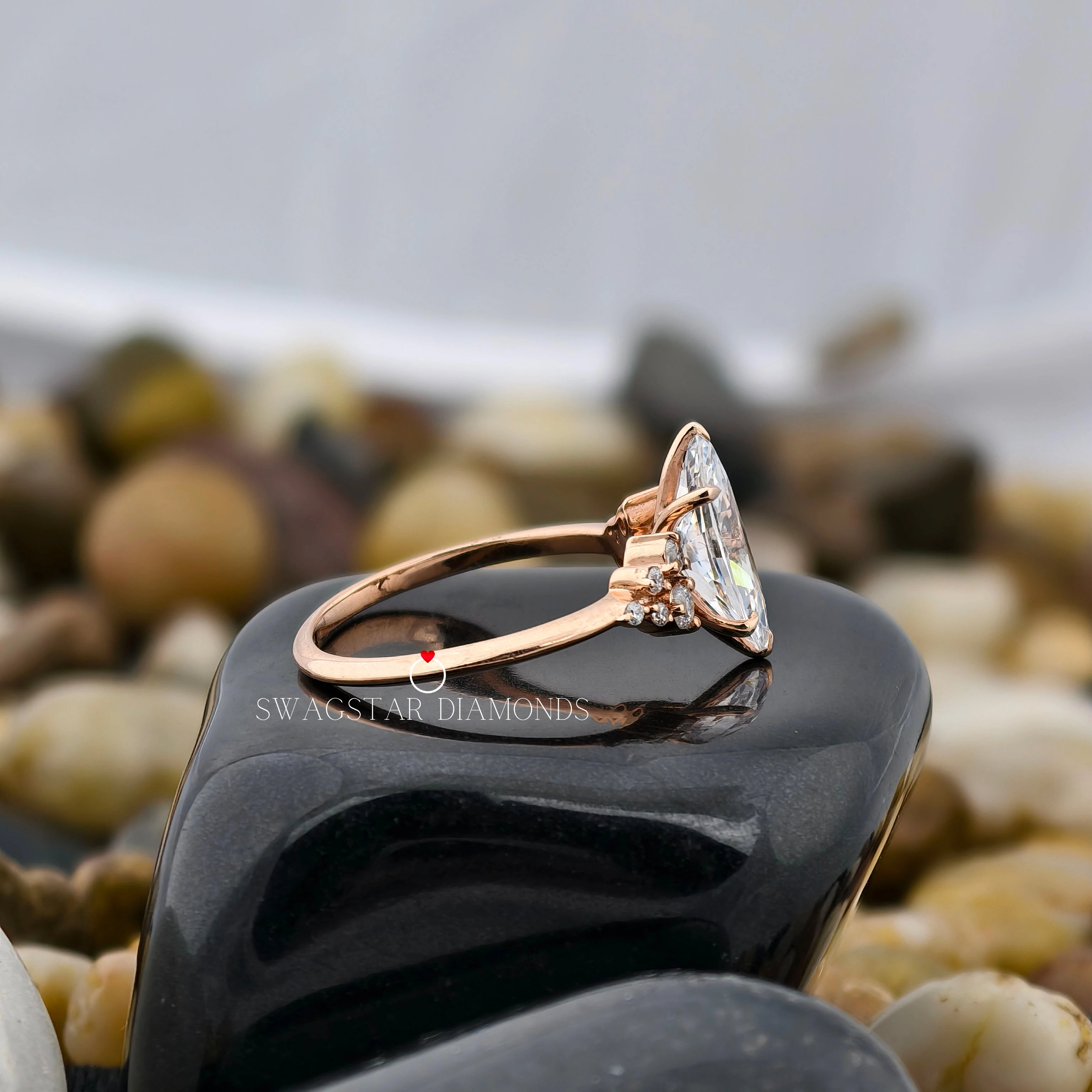 Marquise Cut Lab Diamond Engagement Ring