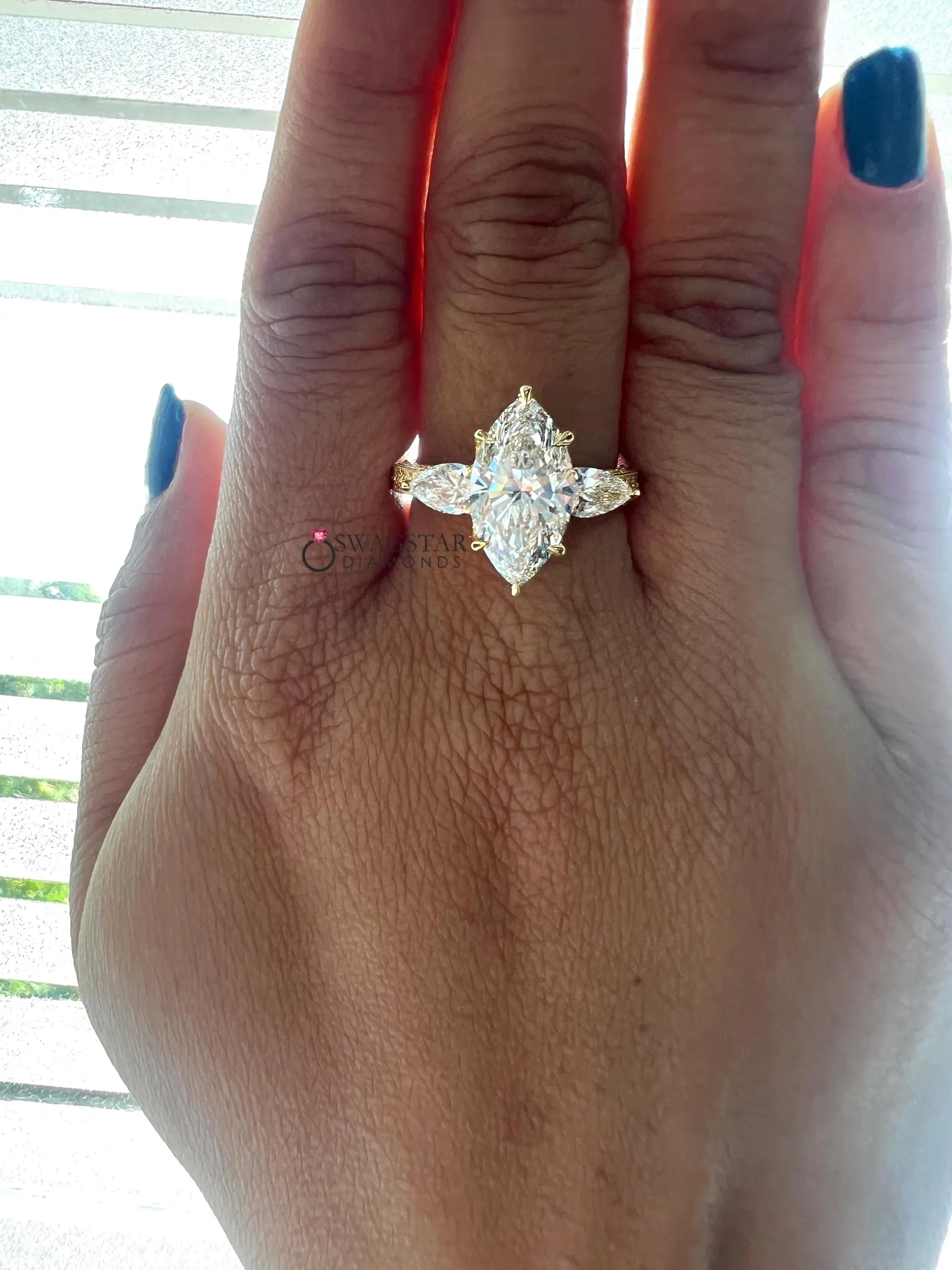 Marquise Cut Lab Grown Diamond Wedding Ring..