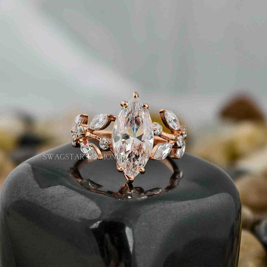 Marquise Cut Leaf Style Ring