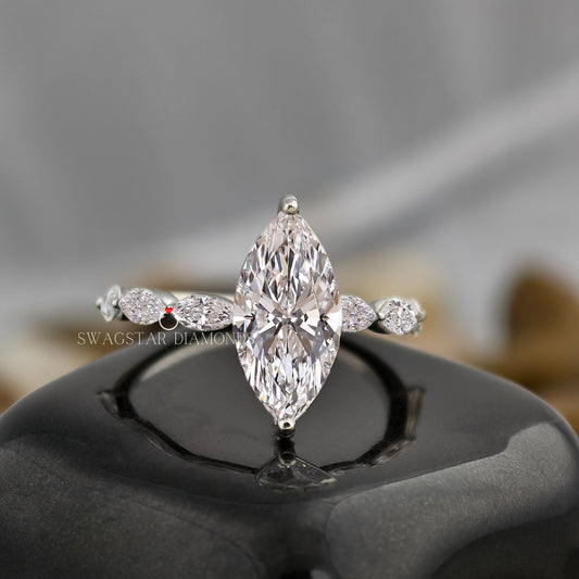 Marquise Cut Pave Ring