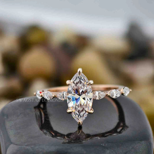 Marquise Cut Seven Stone Unique Ring 