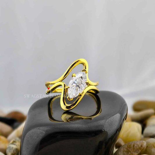Marquise Cut Shank Solitaire Ring