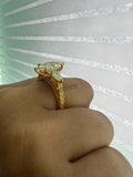 Marquise Cut Side Pear Cut Lab Diamond Promise Ring.