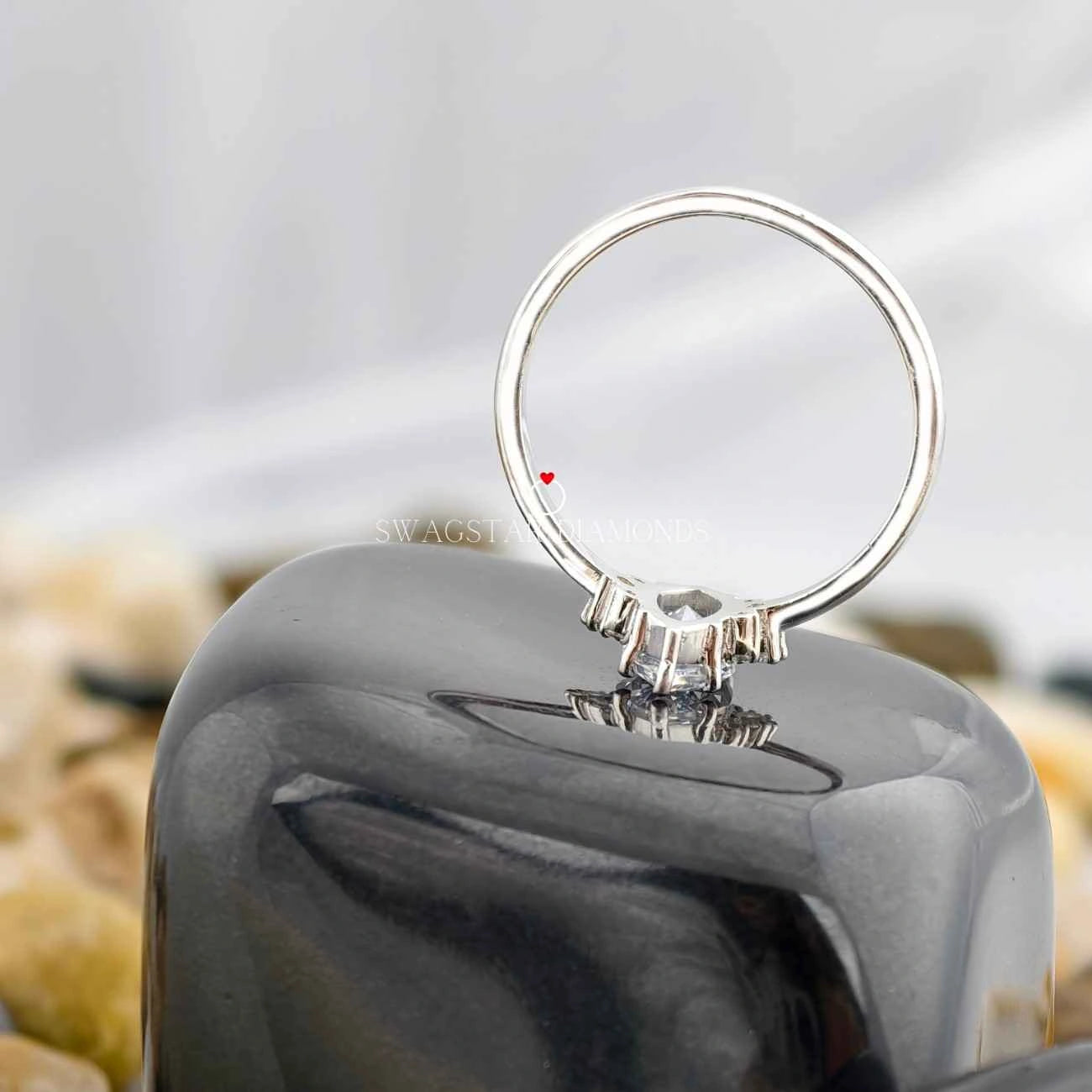Marquise Cut Side Round Diamond Ring
