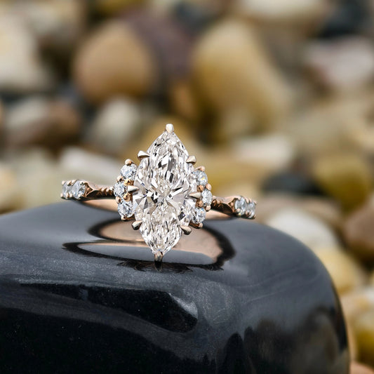 Marquise Cut Space Dot Ring