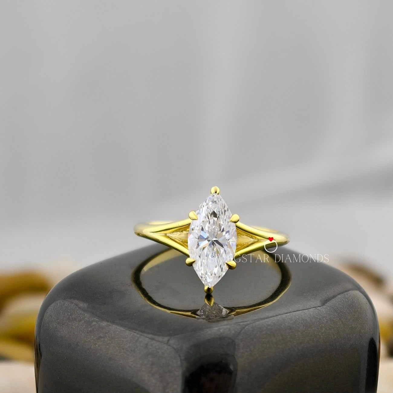 Marquise Cut Split Shank Ring