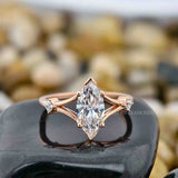 Marquise Cut Split Shank Wedding Ring