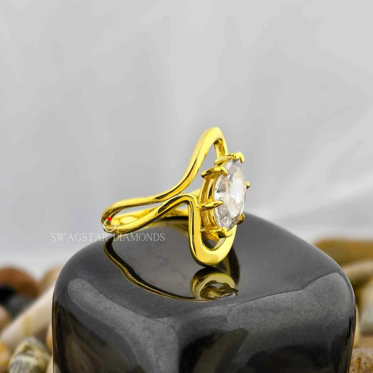 Marquise Cut Unique Solitaire Ring