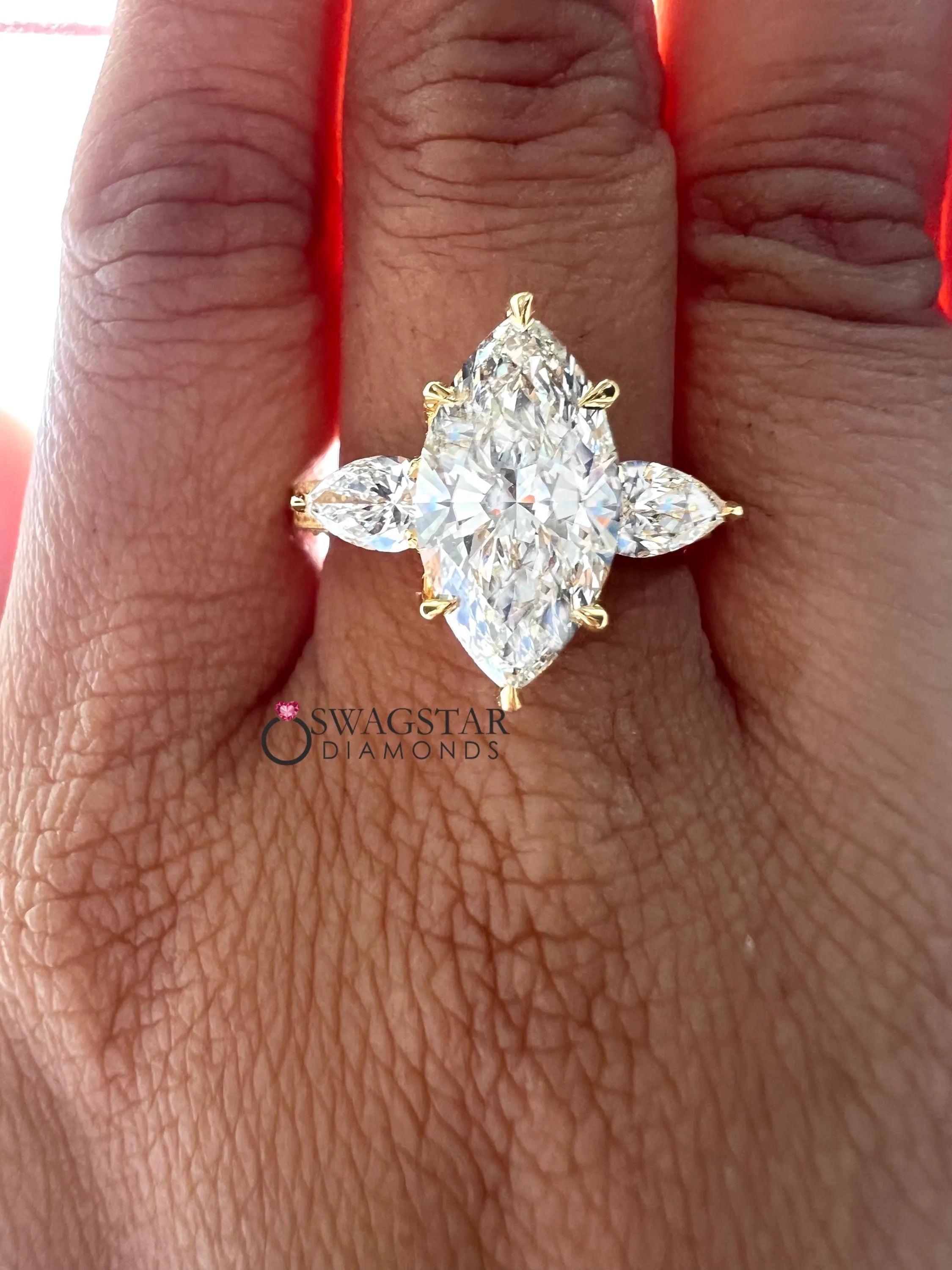 Marquise Pear Cut 3 Stone Engagement Ring
