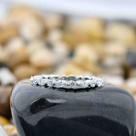 Marquise & Round Cut Eternity Stackable Band