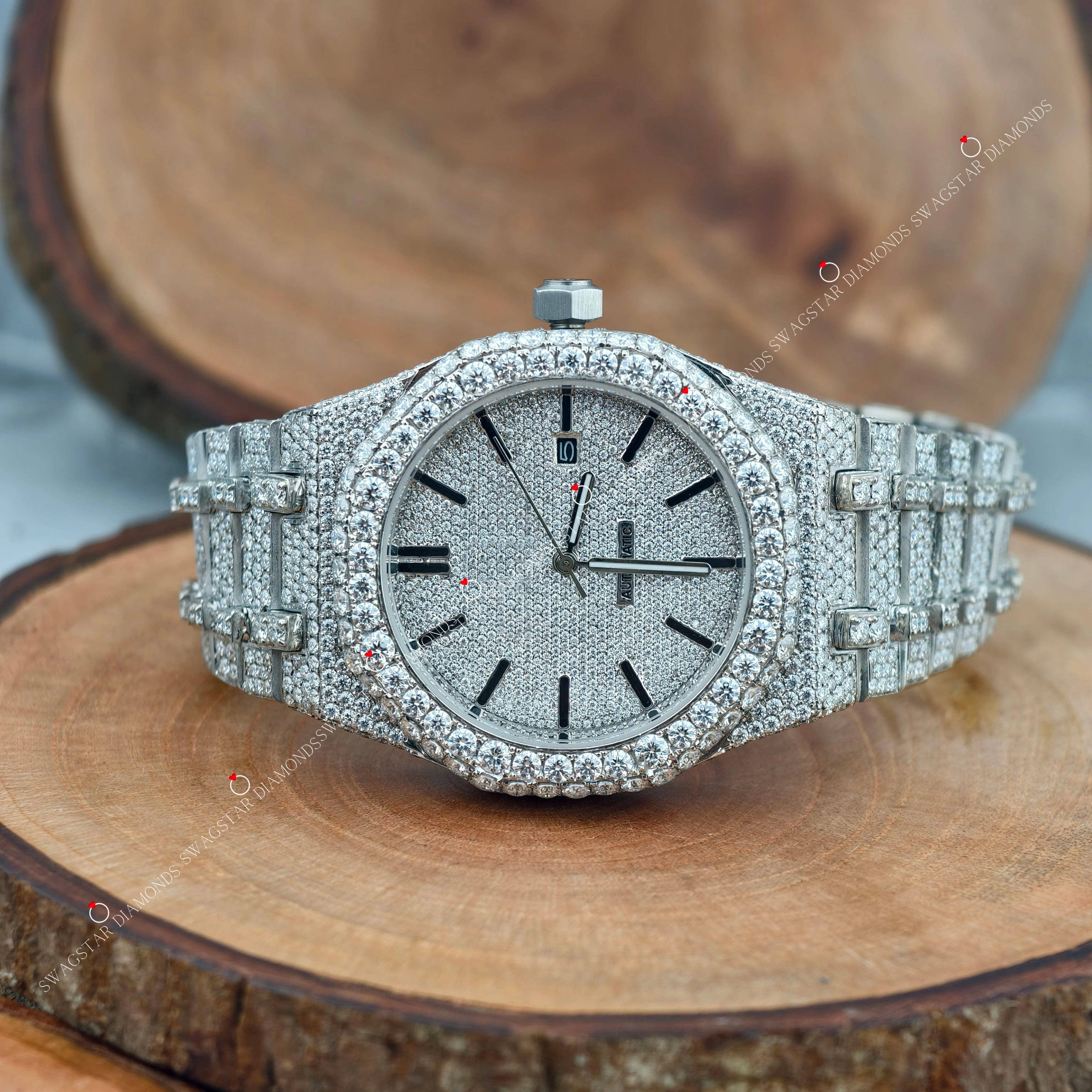 Men's Fully Bust Down Moissanite Watch