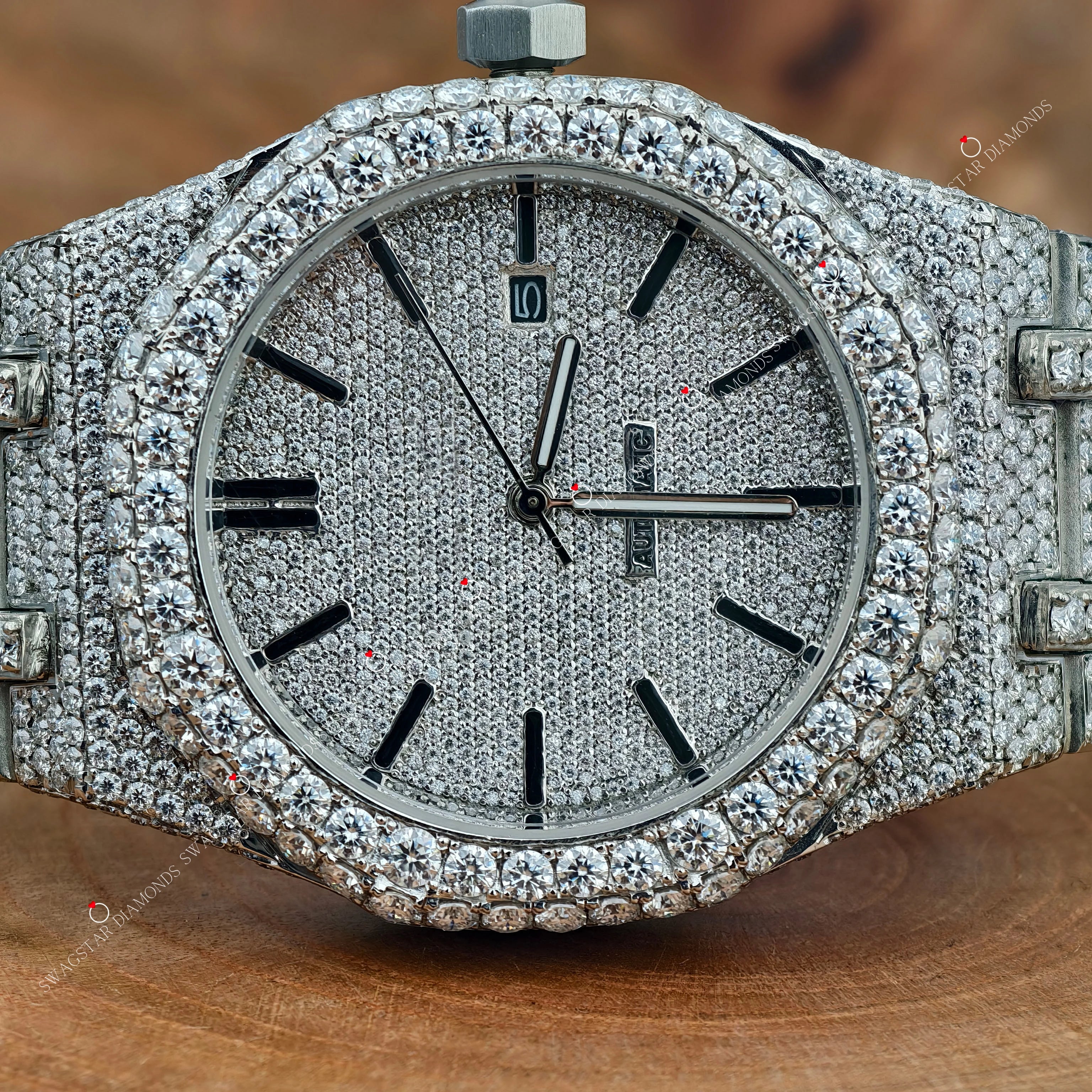 Men's Fully Bust Down Moissanite Watch For Men