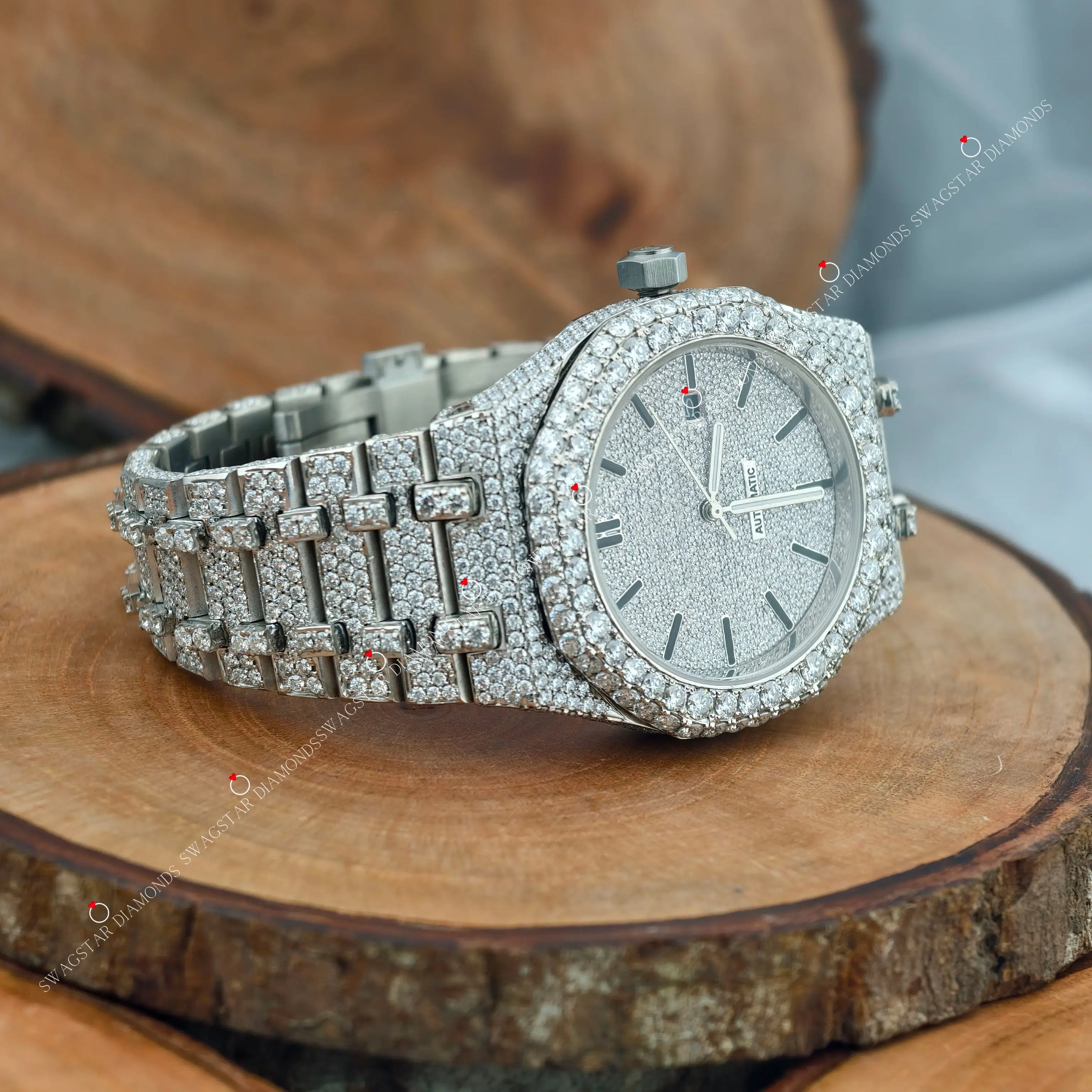 Men's Fully Bust Down Moissanite Watches.