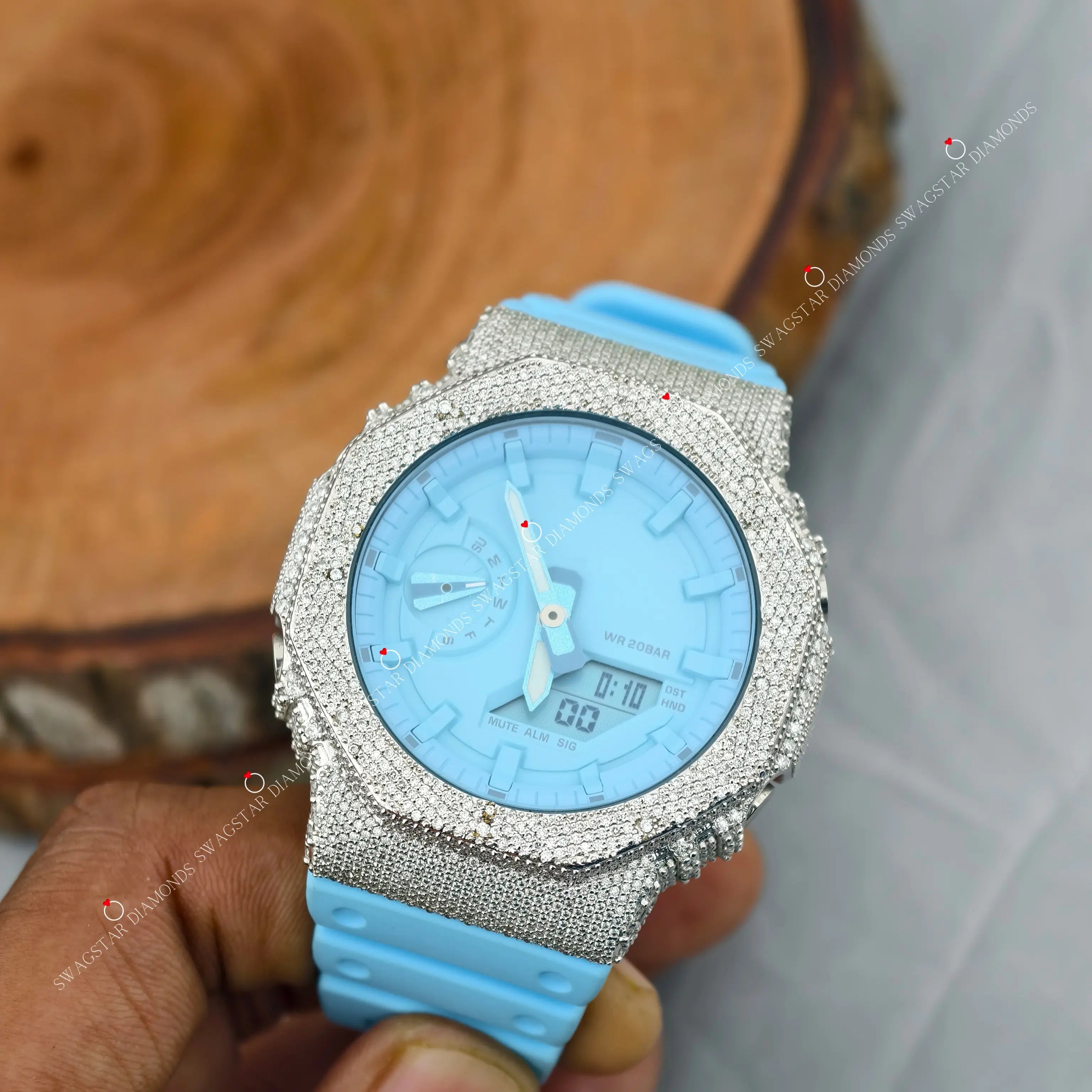 Minimal Bezel Dial Moissanite Watches For Gift.
