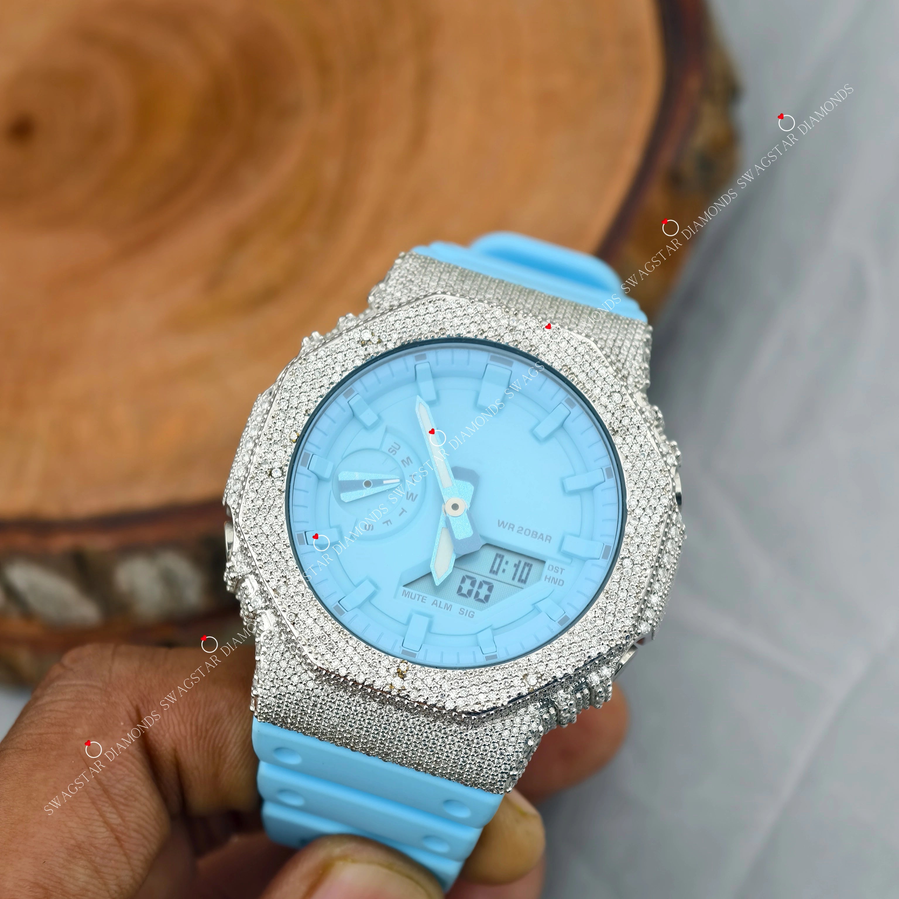 Minimal Bezel Dial Moissanite Watches For Gift