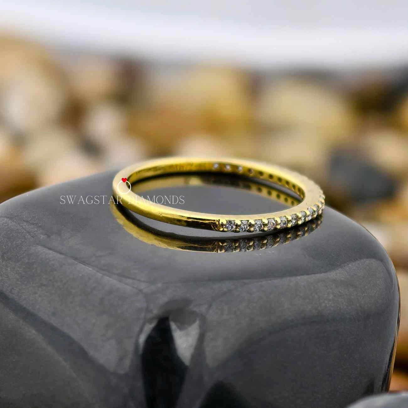 Minimalist Half Eternity Wedding Band