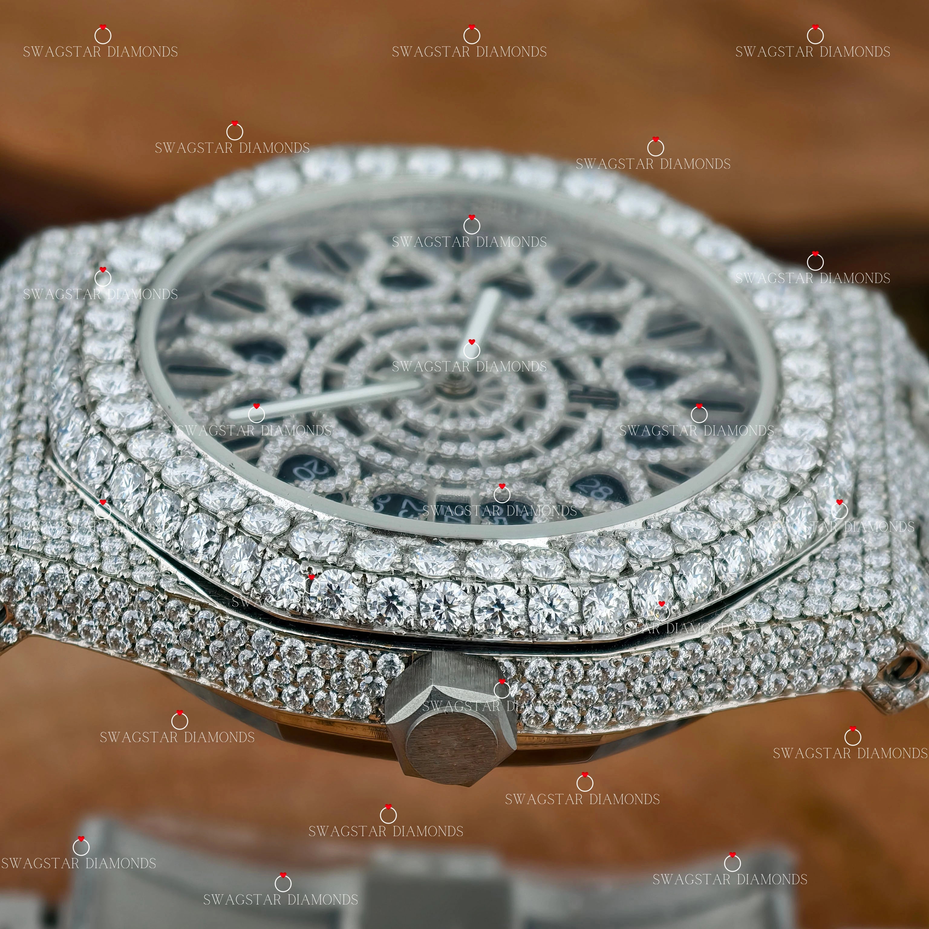 Moissanite Bust Down Skeleton Dial Watch