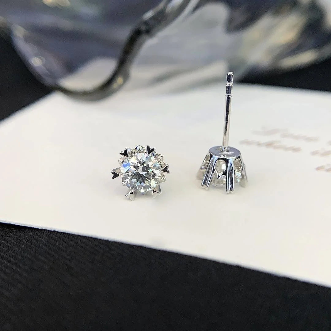 Moissanite Snowflake Stud Earrings