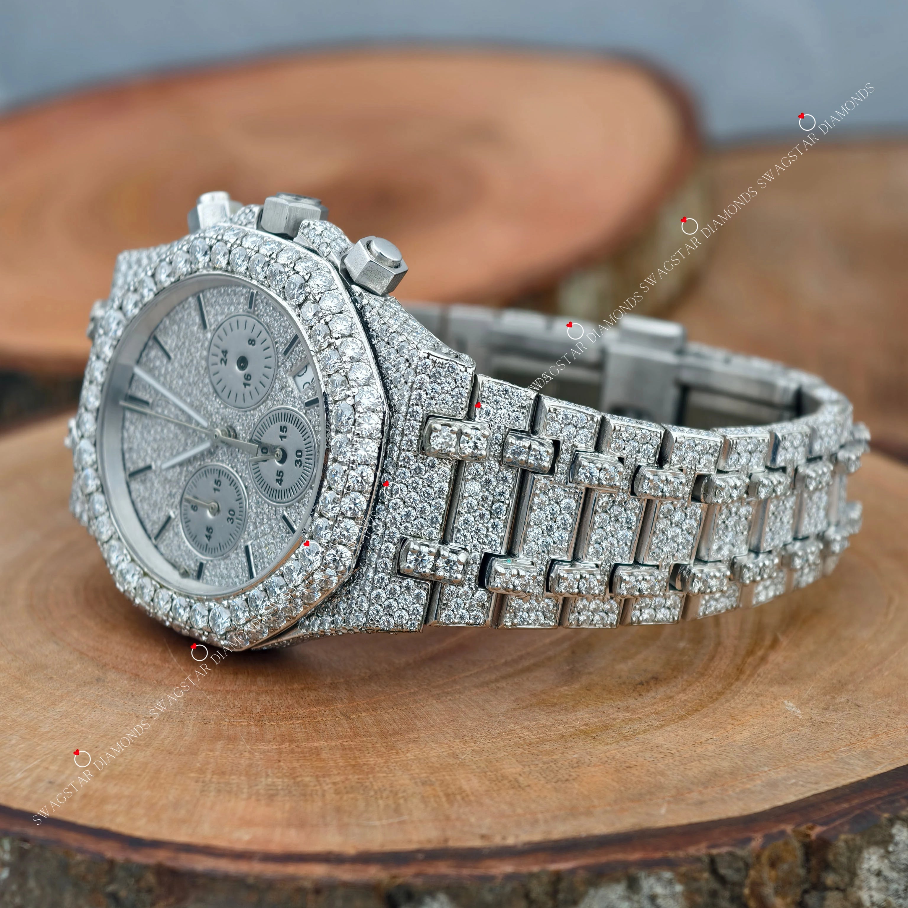 Multi Chrono Moissanite Diamond Watch For Her