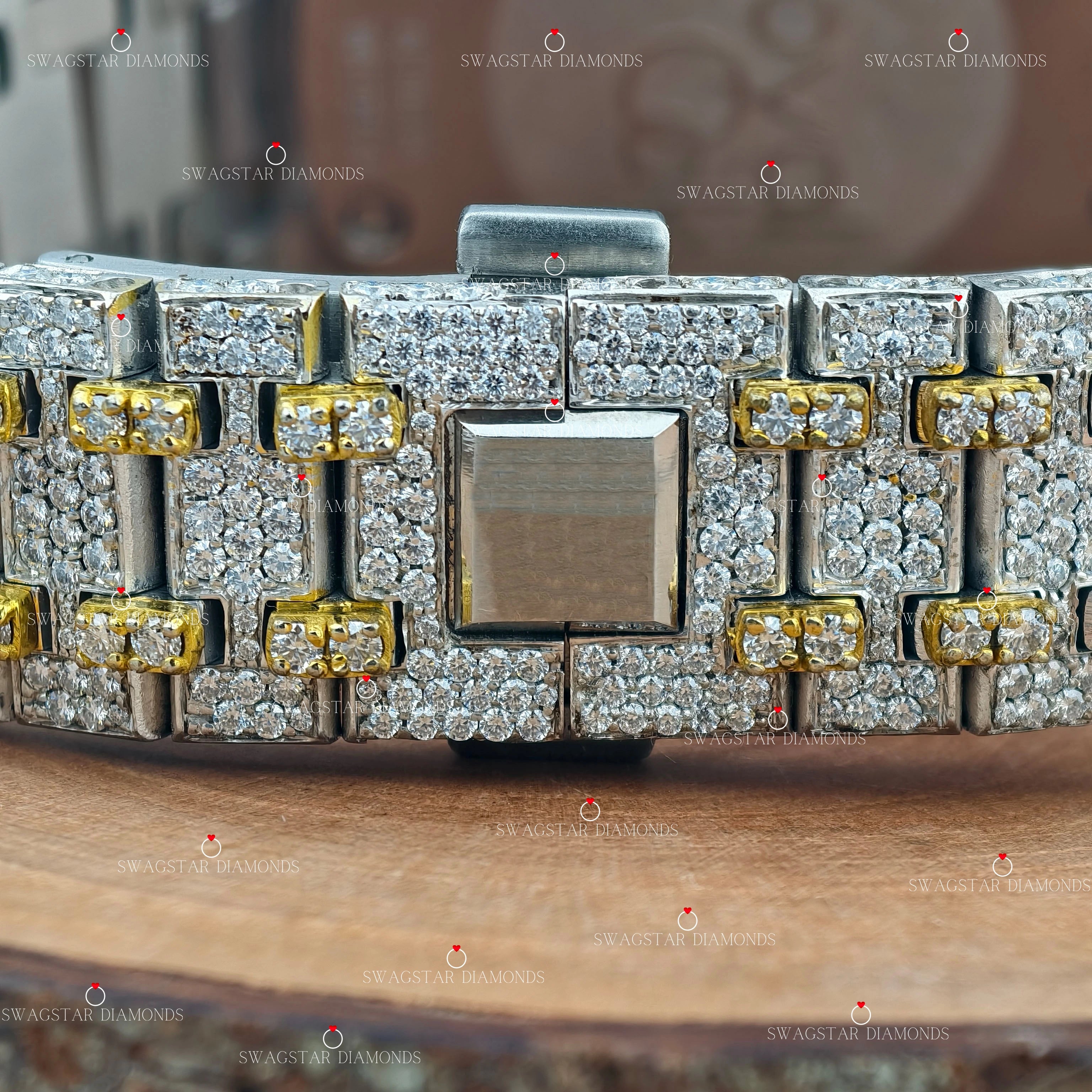 Multi Chrono Two Tone D Color VVS1 Moissanite Watch 